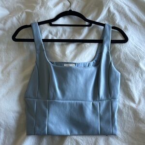 Aritzia blue leather crop top